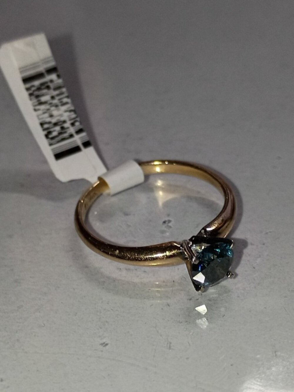 14Kt Yellow Gold 2/3-Carat Solitaire Blue Diamond Ring - Picture 5 of 5